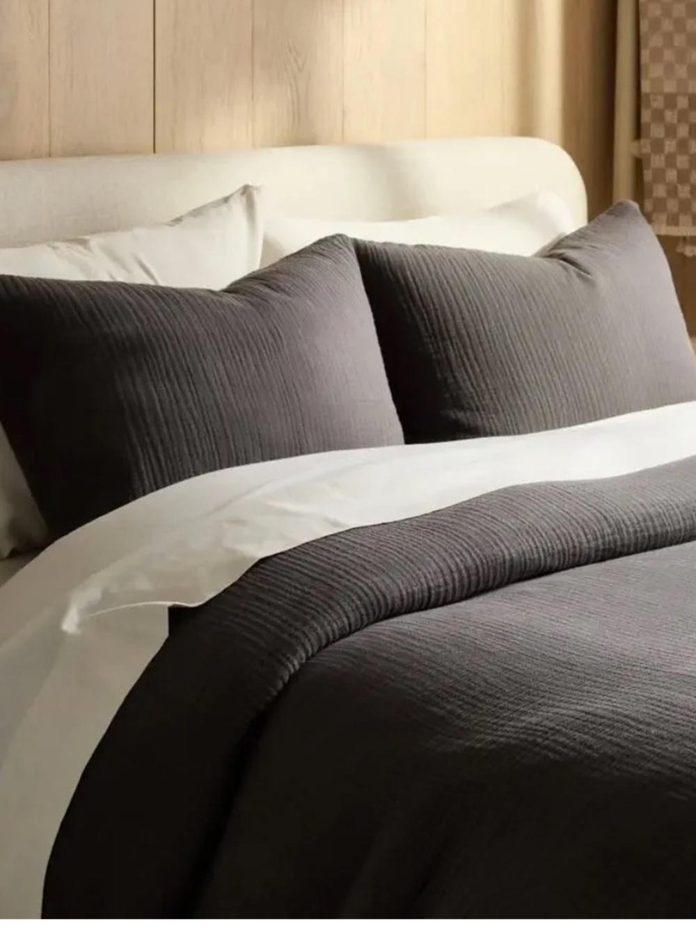 Quince Organic Cotton Gauze Duvet Cover Charcoal King/Cali King
